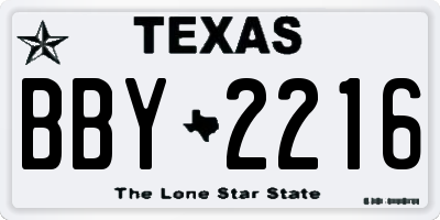 TX license plate BBY2216