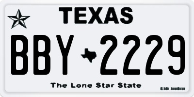 TX license plate BBY2229