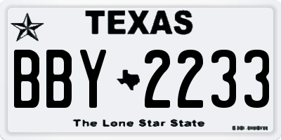 TX license plate BBY2233
