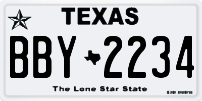 TX license plate BBY2234