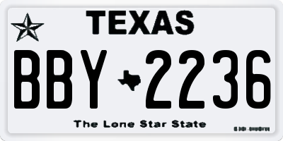 TX license plate BBY2236