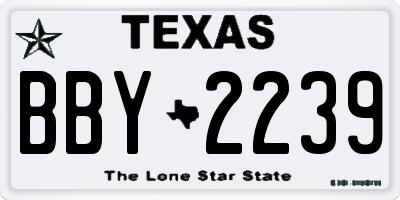 TX license plate BBY2239