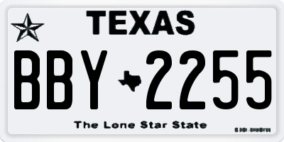 TX license plate BBY2255