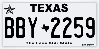 TX license plate BBY2259