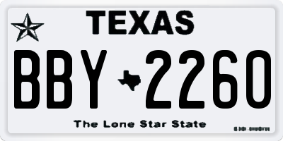 TX license plate BBY2260