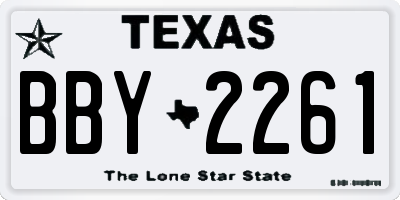 TX license plate BBY2261