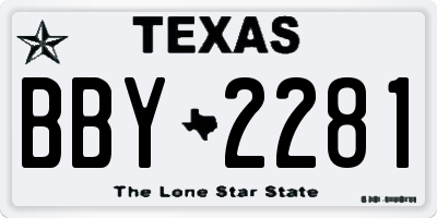 TX license plate BBY2281