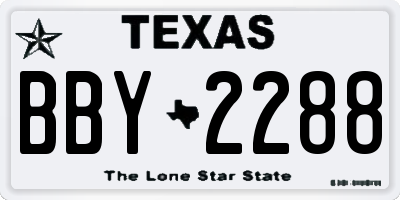 TX license plate BBY2288