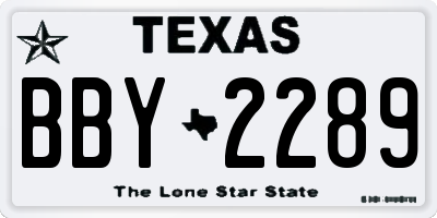 TX license plate BBY2289