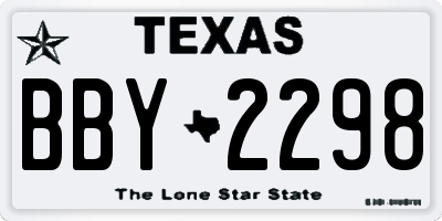 TX license plate BBY2298