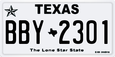 TX license plate BBY2301
