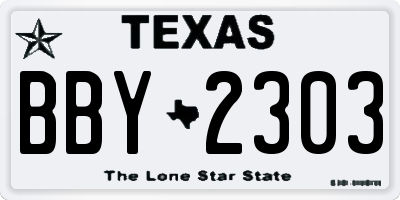 TX license plate BBY2303