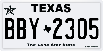 TX license plate BBY2305
