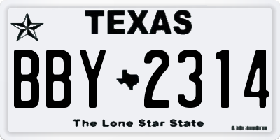 TX license plate BBY2314