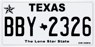 TX license plate BBY2326