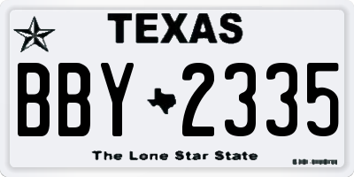TX license plate BBY2335
