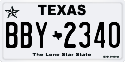 TX license plate BBY2340
