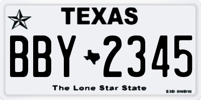 TX license plate BBY2345