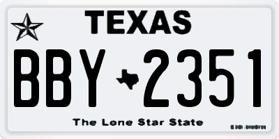 TX license plate BBY2351