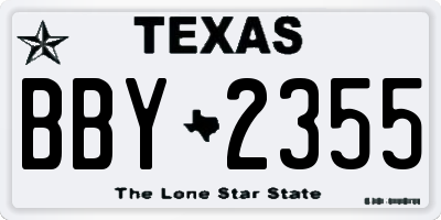 TX license plate BBY2355