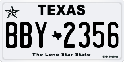 TX license plate BBY2356