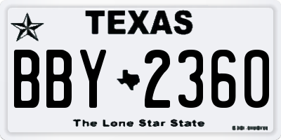 TX license plate BBY2360