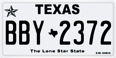 TX license plate BBY2372