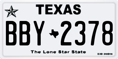 TX license plate BBY2378