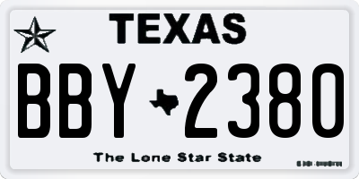 TX license plate BBY2380