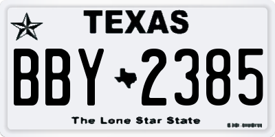 TX license plate BBY2385