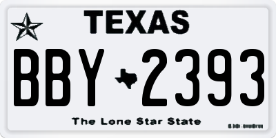 TX license plate BBY2393