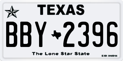 TX license plate BBY2396