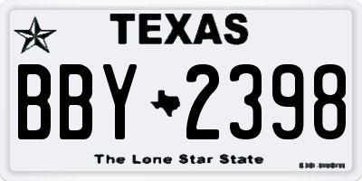 TX license plate BBY2398