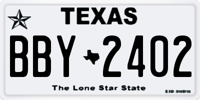 TX license plate BBY2402