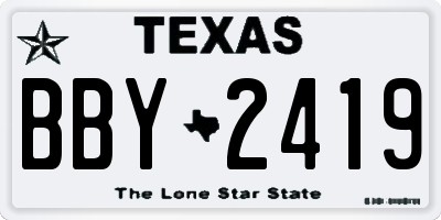 TX license plate BBY2419