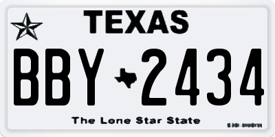 TX license plate BBY2434
