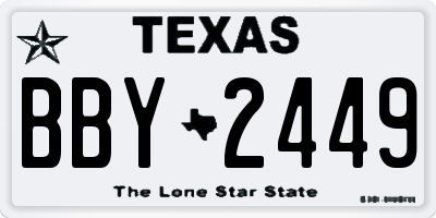 TX license plate BBY2449