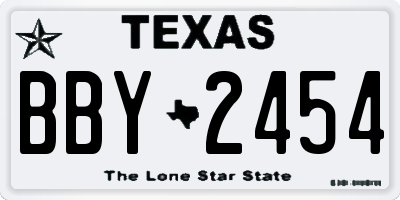TX license plate BBY2454