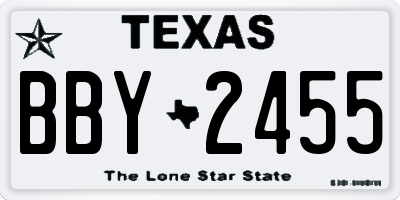 TX license plate BBY2455