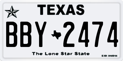 TX license plate BBY2474