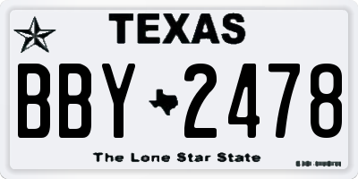 TX license plate BBY2478