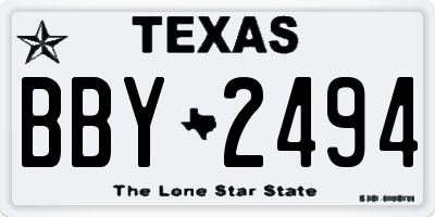 TX license plate BBY2494