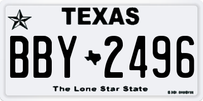 TX license plate BBY2496