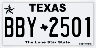 TX license plate BBY2501