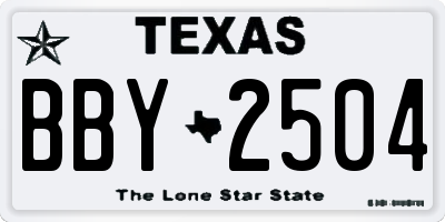 TX license plate BBY2504