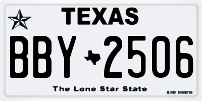 TX license plate BBY2506