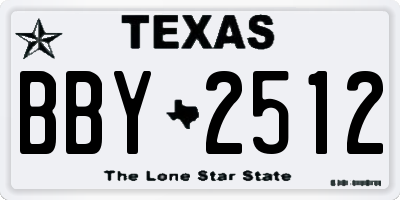 TX license plate BBY2512