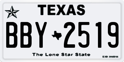 TX license plate BBY2519