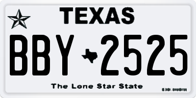 TX license plate BBY2525