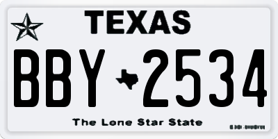 TX license plate BBY2534
